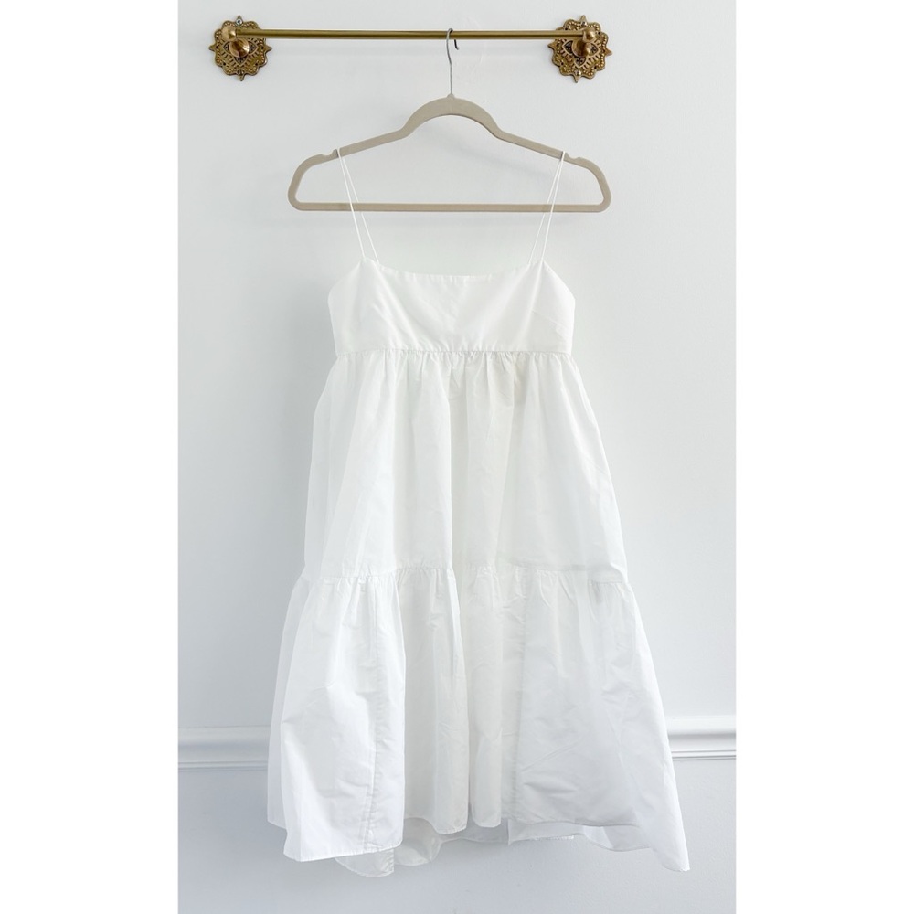 Aritzia White Tiered Spaghetti‑Strap Mini Dress